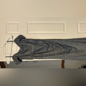 An Oleg Cassini long charcoal sparkling dress size medium